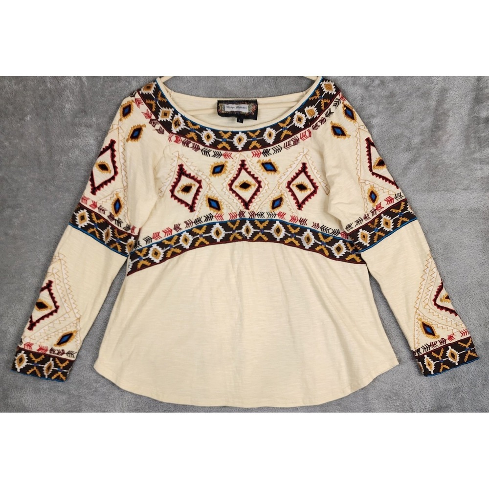 Vintage Collection Shirt Womens Large Cream Southwestern Embroidered Cowgirl